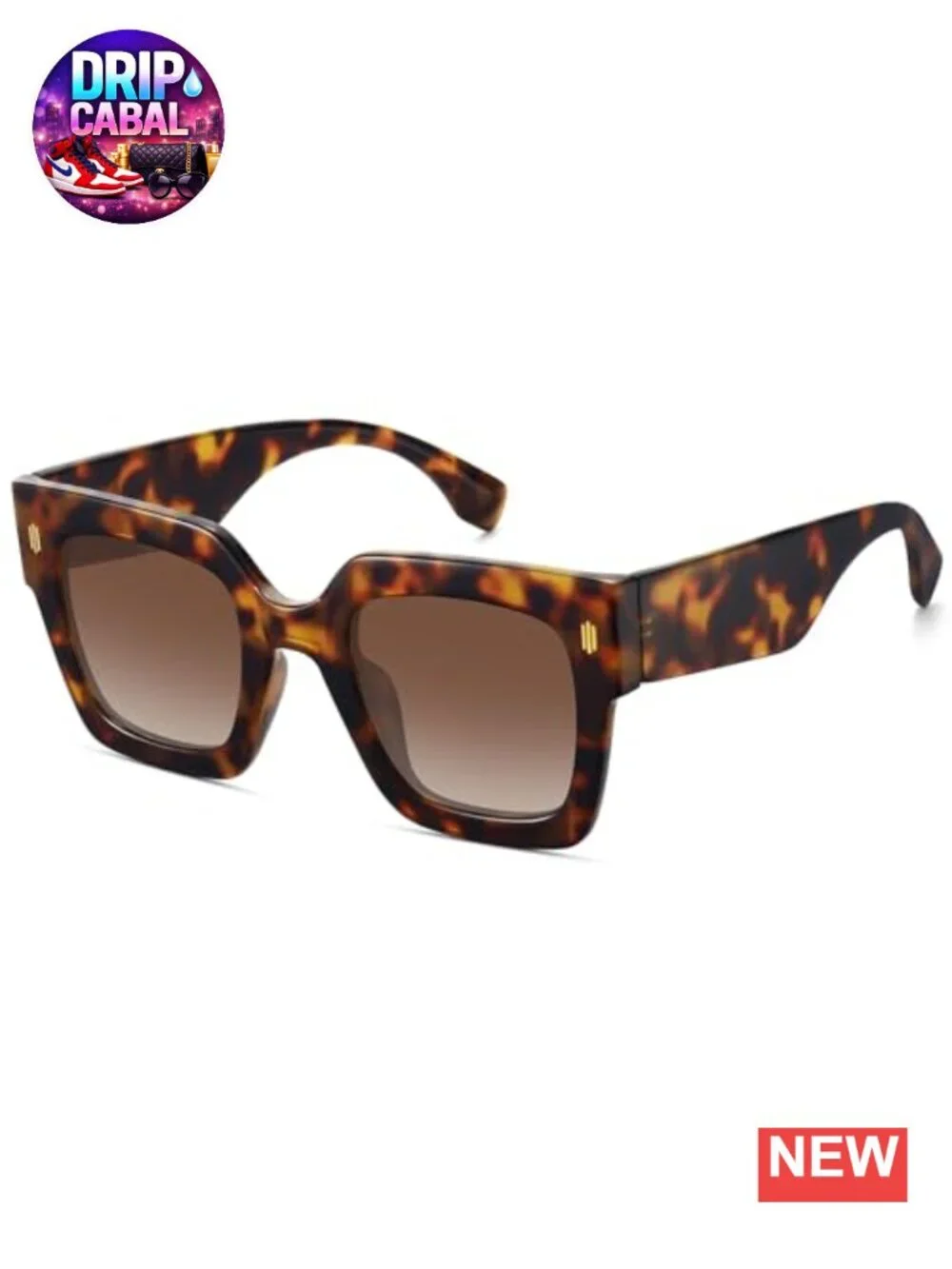 Retro Oversized Square Sunglasses UV400 Protection Chunky Plastic Frames